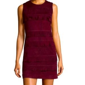 Burberry Tiered Fringe Suede Dress